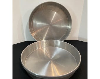 Vintage MCM Set med 2 Mirro Cake Layer Pajformar 8" x 1 1/2" Aluminium