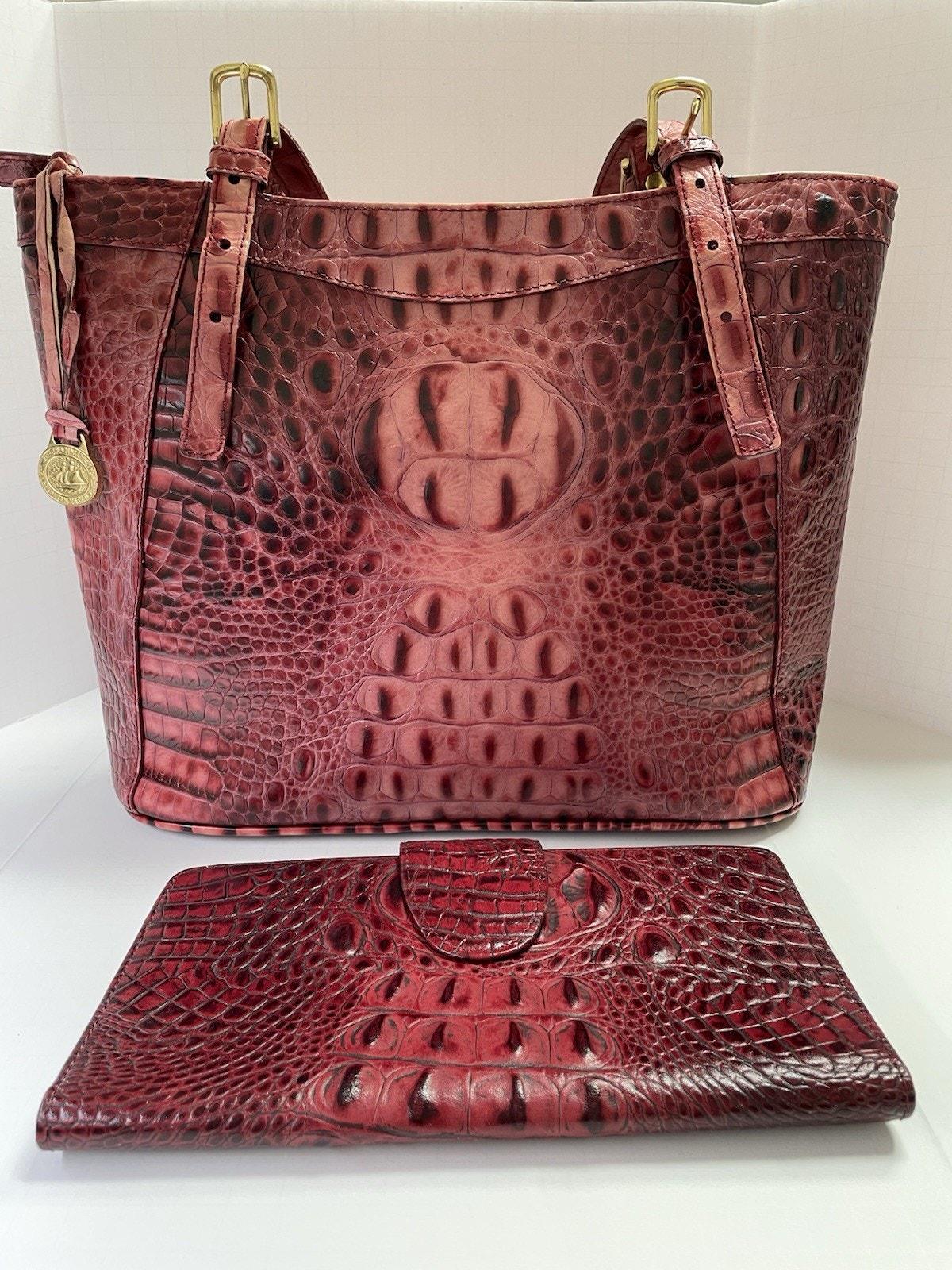 BRAHMIN Melbourne Manhattan Pecan Croc Embossed Leather  Brahmin Croc-Embossed Leather Shoulder Bag in Whiskey Brown main image 1