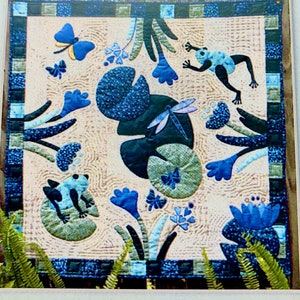 Lily Pond with Frogs quilt pattern by Lynette Anderson Designs, 35" x 35", Y153