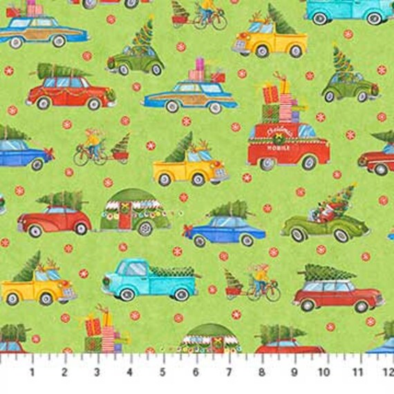 Trucks /& Trees Best tree in Lot Northcott Christmas Quilt Fabric by the 1//2 yd