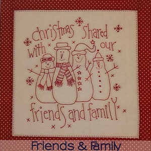 Friends & Family pattern by Rosalie Dekker Designs, Stitchery pattern from Australia, Completed size (framed) 16" x 16"