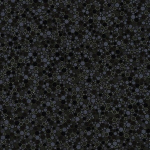 May include: A black background with a pattern of small and large hexagons in shades of gray and light green.