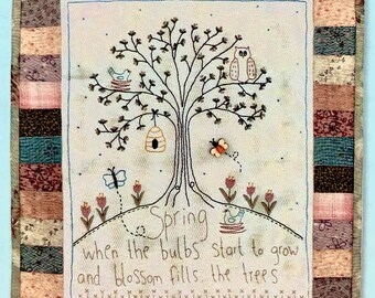Blossom Tree wall hanging pattern by Lynette Anderson Designs, 12-1/2" x 14-1/2", Y380