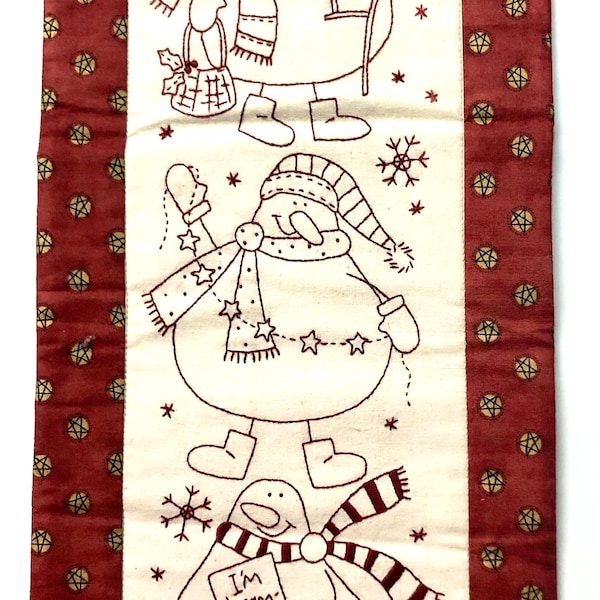 Snow Buddies hand embroidery pattern by The Birdhouse, Finished size 8" x 22", Made in Australia