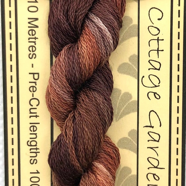 6 strand hand-dyed embroidery floss from Cottage Garden Threads, Made in Australia, Color 313 Compost