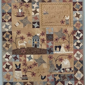 Free Shipping! Stitched by Me Block of the Month, 7 pattern set by Lynette Anderson Designs, 35-1/2 x 43-1/2&quot;