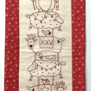 Deck the Halls hand embroidery pattern by The Birdhouse, Finished size 8&quot; x 21&quot;, Made in Australia