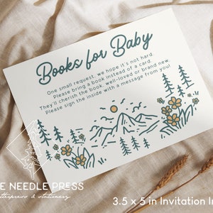 Born to Explore Baby Shower Books for Baby Invite Insert | Nature National Park Themed Baby Shower | Instant Download and Print