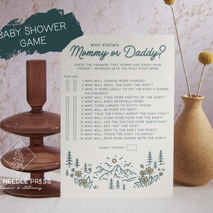 Canva Born to Explore Baby Shower Mommy or Daddy Game | Nature National Park Themed Baby Shower | Instant Download and Print