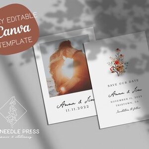 Editable Floral Watercolor Invitation Save the Date | Floral Themed Wedding | Instant Download and Print | Watercolor Save the Date