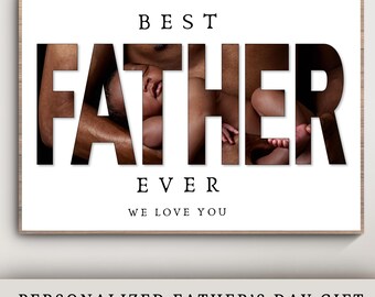 Father's Day Photo Gift, Personalized Father Wall Art, Modern Minimalist, Editable Canva Template, Father's Day 2026