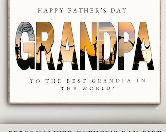 GRANDPA Photo Collage Canva Template, Editable Father's Day Gift, Custom Dad Photo Print, Personalized Photo Frame, Instant Digital Download