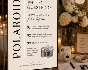 Photo Guestbook Sign, Instax Mini 12, Polaroid Bundle, Animated Display (Digital Download)