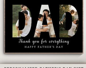 DAD Photo Collage Canva Template, Editable Fathers Day Gift, Custom Dad Photo Print, Personalized Photo Frame, Done-For-You Digital Download