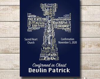 Personalized Confirmation or First Communion Cross Word Art Blanket (Girl or Boy)