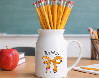 Regalo de agradecimiento para el profesor, regalo de un alumno para el profesor, jarrón personalizado para el profesor, portalápices de agradecimiento para el profesor.