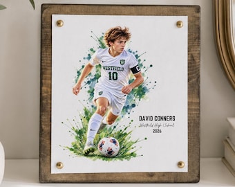 Soccer Senior Night Gift, Custom Soccer Watercolor Portrait, Personalized Soccer Player Gift, High School Senior Keepsake