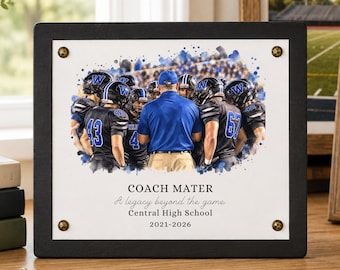 Senior Night Football Coach Gift, Custom Team Huddle Watercolor, Personalized Coach Keepsake, Gift from Players