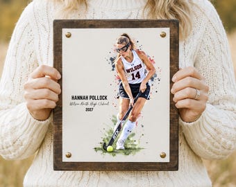 Field Hockey Senior Night Gift, Custom Field Hockey Watercolor Portrait, Personalized Field Hockey Player Gift, Senior Keepsake
