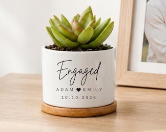 Personalized Engagement Gift, Engagement Planter for Couple, Newly Engaged Gift, Custom Couple Names, Bridal Shower Gift