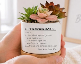 Difference Maker Gift, Personalized Appreciation Planter, Thank You Gift for Coworker, Employee, Mentor or Teacher