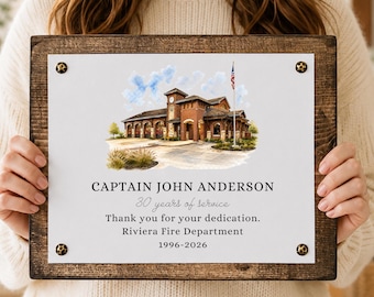 Firefighter Retirement Gift, Retired Fire Chief, Retirement Plaque, Personalized Canvas Retirement Gift
