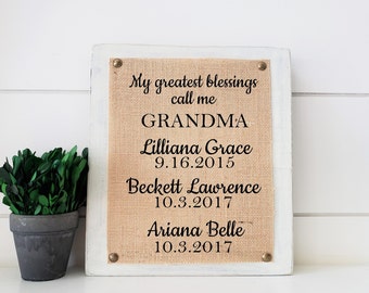 Christmas gift for grandma, birthday gift for grandma, personalized grandkids sign