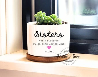 Sister Birthday Gifts, Gift for Sister, Sister Flower Pot, Mini Succulent Planter for Sister