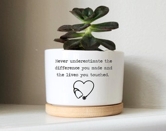 gift for nurse, retirement gift for nurse, personalized flower pot, custom succulent planter, nurse appreciation, farewell coworker gift