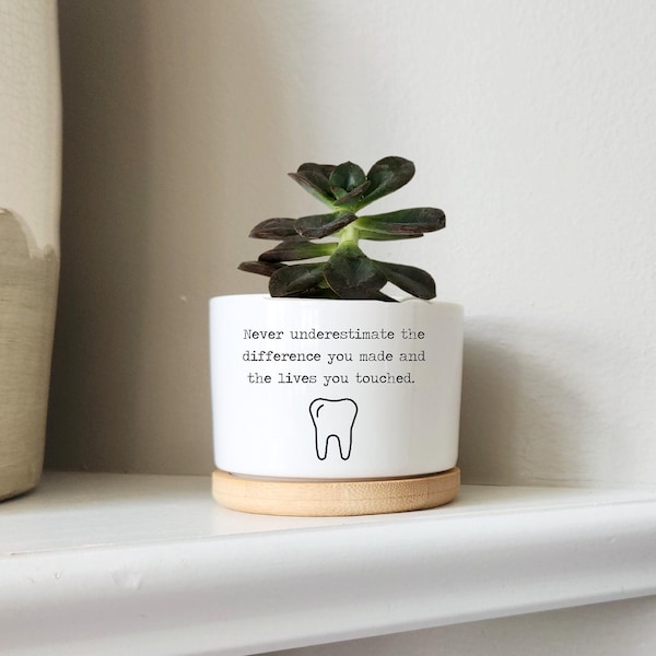 dental hygienist retirement gift, gift for dentist, thank you gift, succulent planter, custom flower pot, personalized ceramic planter