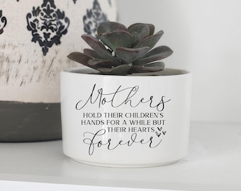 Gift for Mom, Mothers Hold Their Children's Hands, Custom Succulent Planter, Live Succulent Mini Pot, Planter for Mom, Christmas Gift Mom