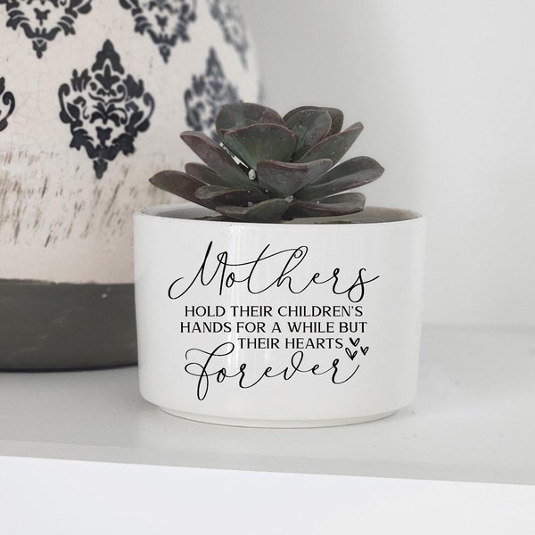 Gift for Mom, Mothers Hold Their Children's Hands, Custom Succulent Planter, Live Succulent Mini Pot, Planter for Mom, Christmas Gift Mom