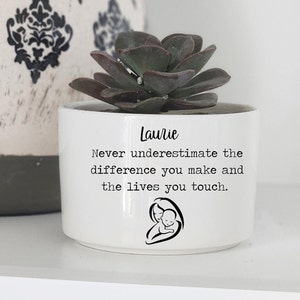 Gift for Nanny, Gift for Babysitter, Personalized Succulent Planter, Custom Flower Pot, Thank You Gift, Caregiver Appreciation Flower Pot