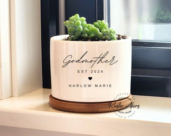 Godmother Proposal, Personalized Succulent Planter for Godmother, Gift for Godmother, Godparent Gift, Custom Planter