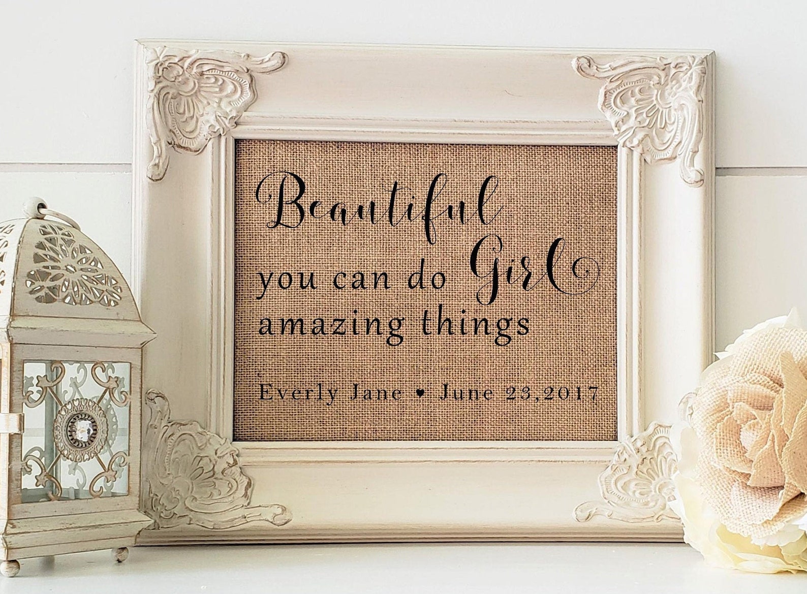 Personalized baby shower gift baby girl gift burlap print Etsy