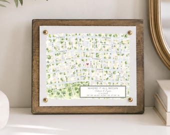 Where We Met Map, Personalized First Date Gift, Custom Watercolor Location Map, Where It All Began, Anniversary Gift for Couple