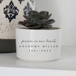 Memorial Gift, Forever In Our Hearts, Personalized Succulent Planter, Loss of Mother, Condolence Gift, Sorry For Your Loss, Funeral Favor