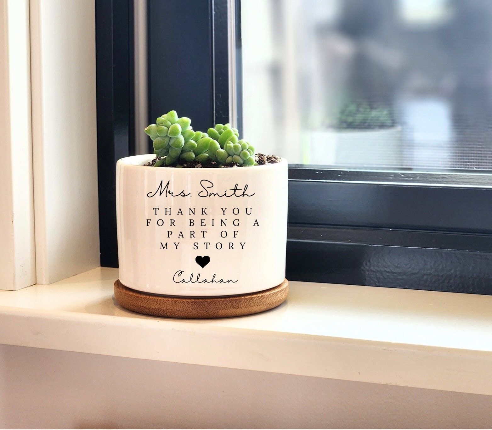 Thank you Gift for Teacher, End of Year Gift, Personalized Planter, Teacher Appreciation, Desk Planter, Custom Succulent Pot, Teacher Gift