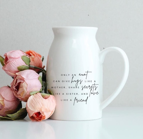 Ceramic Vase Gift for Aunt, Flower Pot of Aunt, Flower Vase Gift, Custom Planter Gift, Personalized Vase