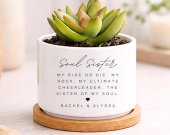 Soul Sister Gift, Best Friend Gift for Her, Personalized Friend Planter, Custom Succulent Pot, Friendship Birthday Gift, Soul Sister Planter