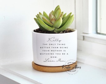 Cadeau pour fille, jardinière personnalisée pour fille, cadeau nouvelle maman, cadeau fête des mères, mini jardinière succulente, jardinière personnalisée