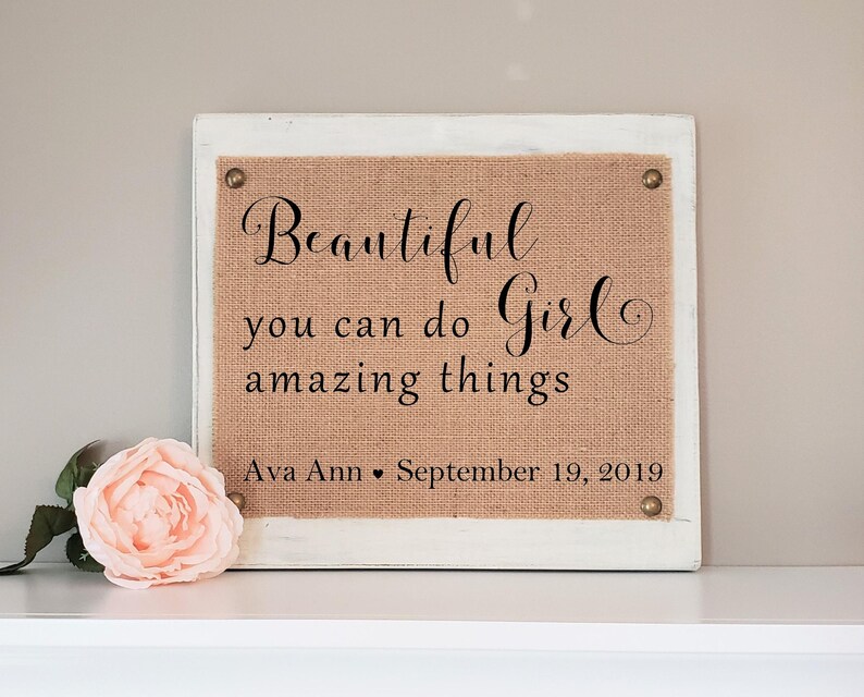 Personalized Baby Shower Gift Baby Girl Gift Burlap Print Etsy