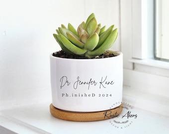 Graduation Gift For Doctor, PhD Graduation, Personalized Graduation Gift, Doctorate Gift, Phinished, Mini Succulent Planter, Plant Pot