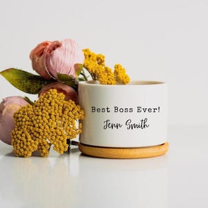 Personalized Gift for Boss – Custom Desk Planter, Small Succulent Pot, Office Decor Keepsake, Employee Appreciation, Boss Birthday Gift