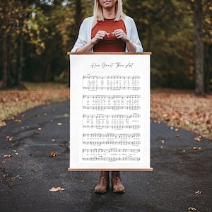 How Great Thou Art, Hymn Wall Art, Scripture Signs, Hanging Canvas, Sheet Music Sign