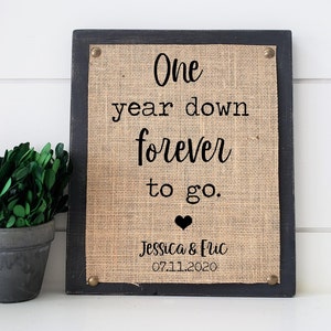 first anniversary gift, personalized gift for wife, one year down, farmhouse style, gift for husband, custom anniversary sign, one year