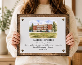 Teacher Retirement Gift from Staff, Personalized Retirement Gift for Teacher, Custom Watercolor