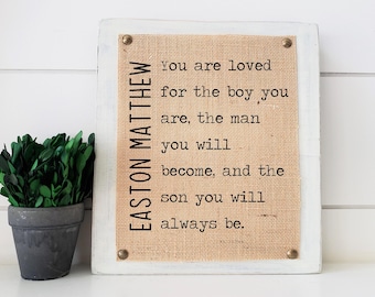 Baby Boy Nursery, You Are Loved For the Boy You Are, Baby Boy Nursery Sign, Personalized Name Sign