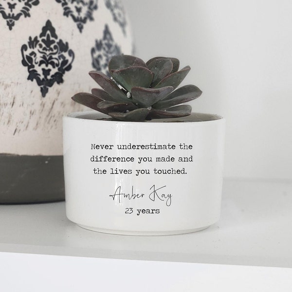 personalized retirement gifts for women, custom flower pot, personalized gift, custom ceramic planter, succulent pot, difference maker