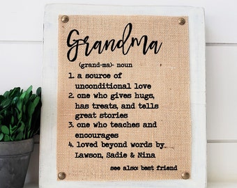 personalized grandma gift, Christmas gift for grandma, definition sign for grandma, mother's day gift, personalized gift